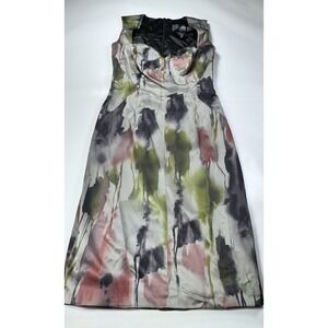 Jay Godfrey Women 4 Dress Sweetheart Neck Watercolor Statement Artsy Graffiti